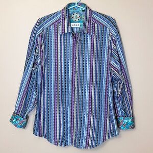 Robert Graham Button Down Colorful Striped Long Sleeve Shirt - Men's Size XXL